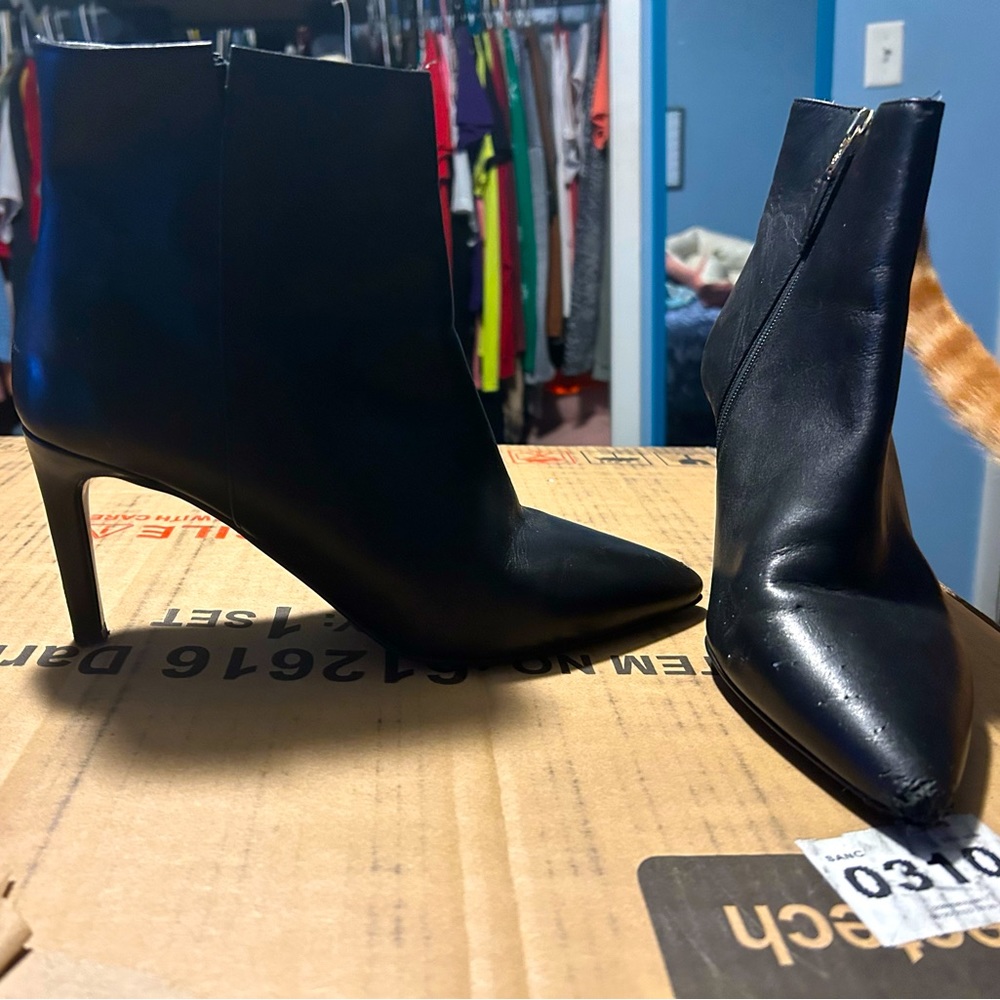 Black leather ankle boots